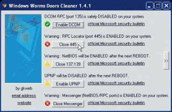 Windows Worms Doors Cleaner 1.4.1